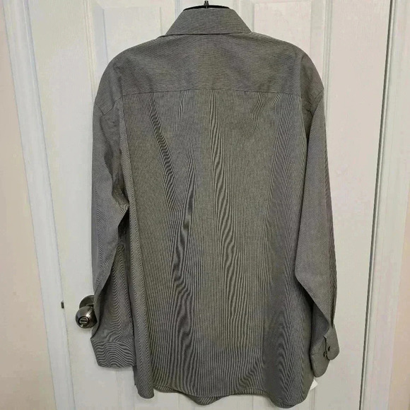Calvin Klein Men's  Dress Shirt Grey Cotton 17 - 32/33 Micro Check Non Iron - Picture 11 of 12